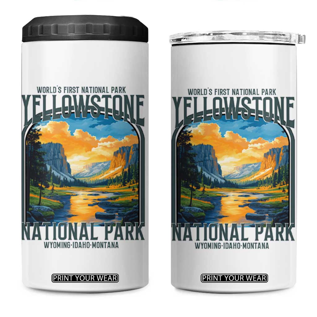 Yellowstone National Park 4 in 1 Can Cooler Tumbler Worlds First NP Retro Vintage Graphic TS02 One Size: 16 oz White Print Your Wear