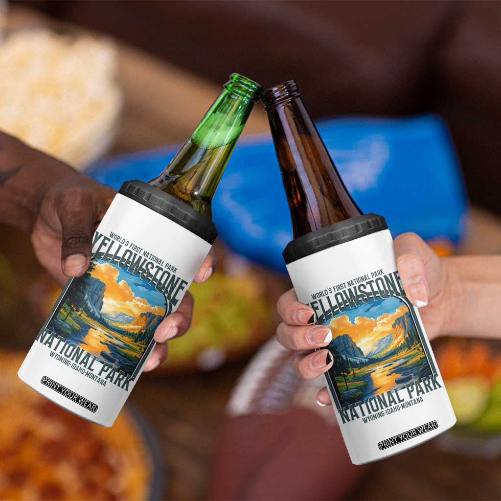 Yellowstone National Park 4 in 1 Can Cooler Tumbler Worlds First NP Retro Vintage Graphic TS02 Print Your Wear