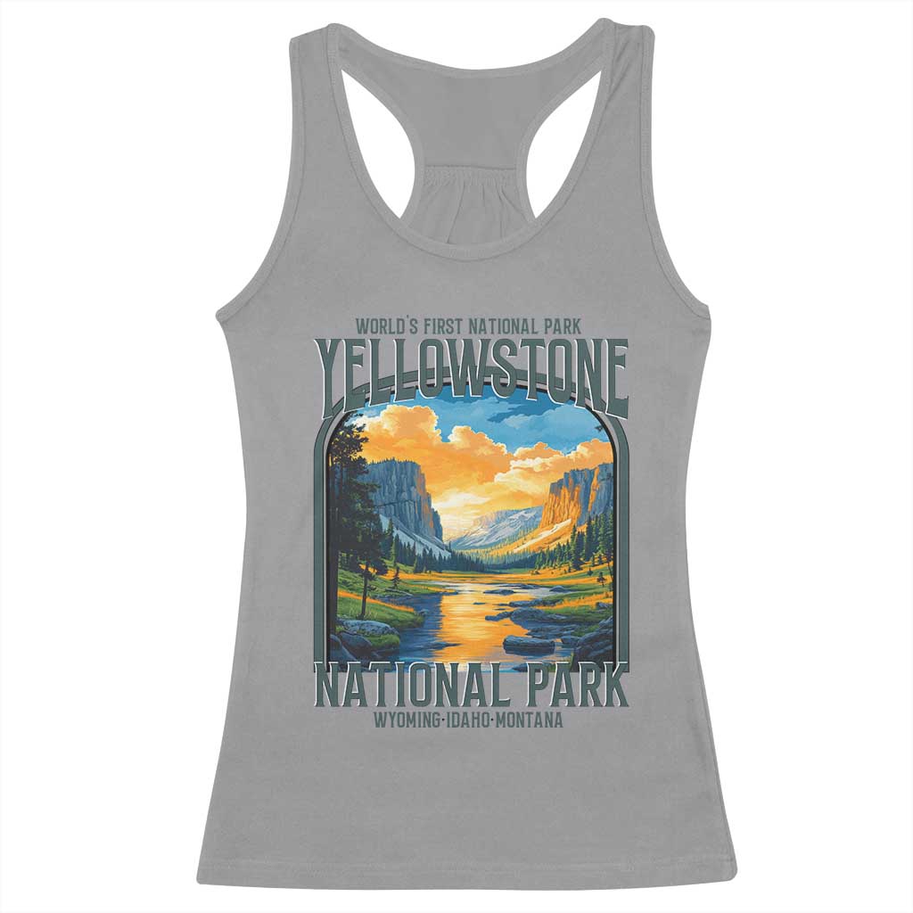 Yellowstone National Park Racerback Tank Top Worlds First NP Retro Vintage Graphic TS02 Sport Gray Print Your Wear