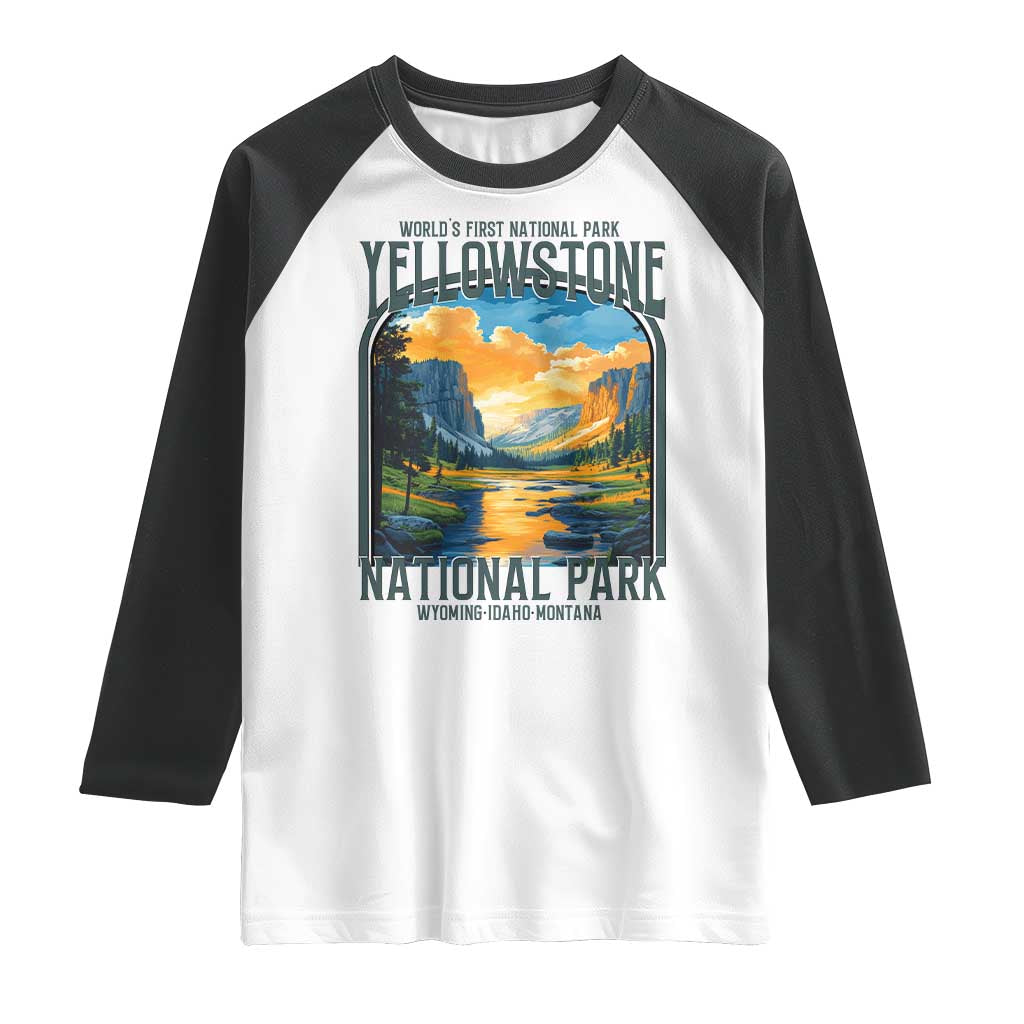 Yellowstone National Park Raglan Shirt Worlds First NP Retro Vintage Graphic TS02 White Black Print Your Wear