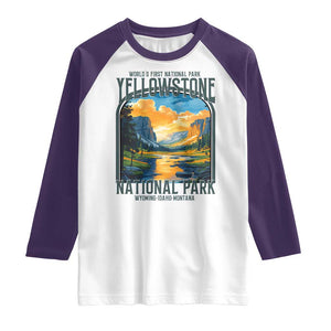 Yellowstone National Park Raglan Shirt Worlds First NP Retro Vintage Graphic TS02 White Purple Print Your Wear