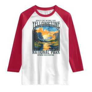 Yellowstone National Park Raglan Shirt Worlds First NP Retro Vintage Graphic TS02 White Red Print Your Wear