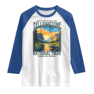 Yellowstone National Park Raglan Shirt Worlds First NP Retro Vintage Graphic TS02 White Royal Print Your Wear