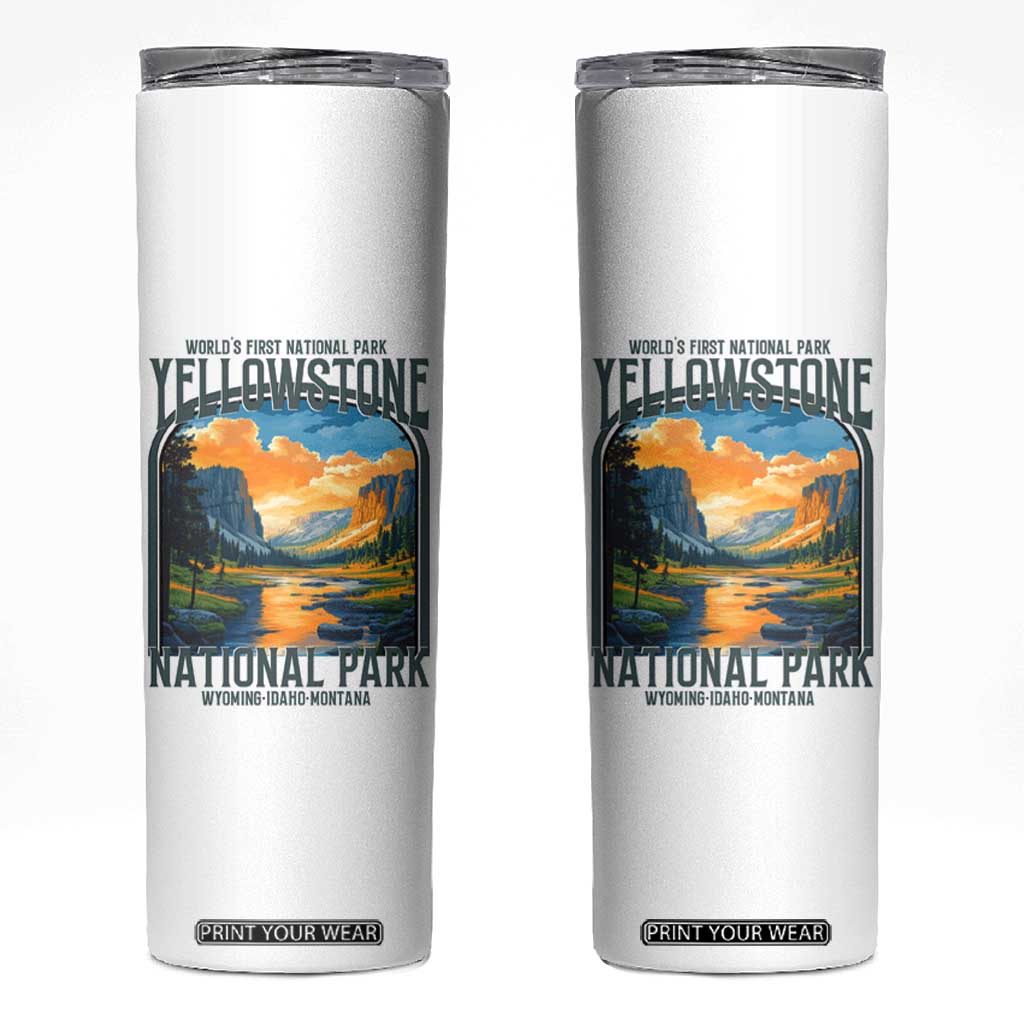 Yellowstone National Park Skinny Tumbler Worlds First NP Retro Vintage Graphic TS02 White Print Your Wear