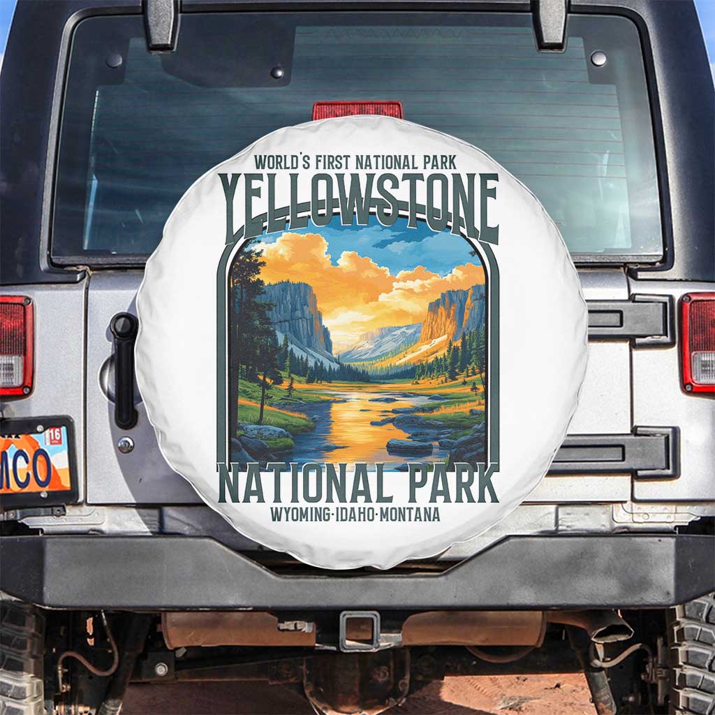 Yellowstone National Park Spare Tire Cover Worlds First NP Retro Vintage Graphic TS02 No hole White Print Your Wear