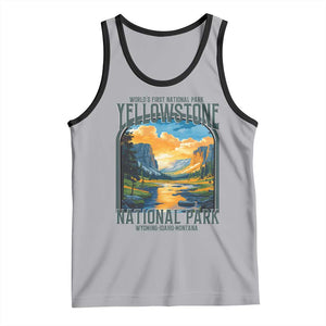 Yellowstone National Park Tank Top Worlds First NP Retro Vintage Graphic TS02 Athletic Heather Black Print Your Wear
