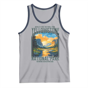 Yellowstone National Park Tank Top Worlds First NP Retro Vintage Graphic TS02 Athletic Heather Navy Print Your Wear