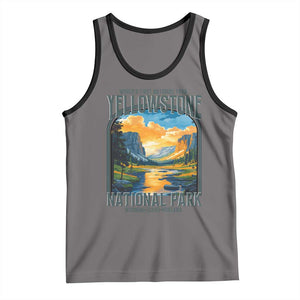 Yellowstone National Park Tank Top Worlds First NP Retro Vintage Graphic TS02 Deep Heather Black Print Your Wear