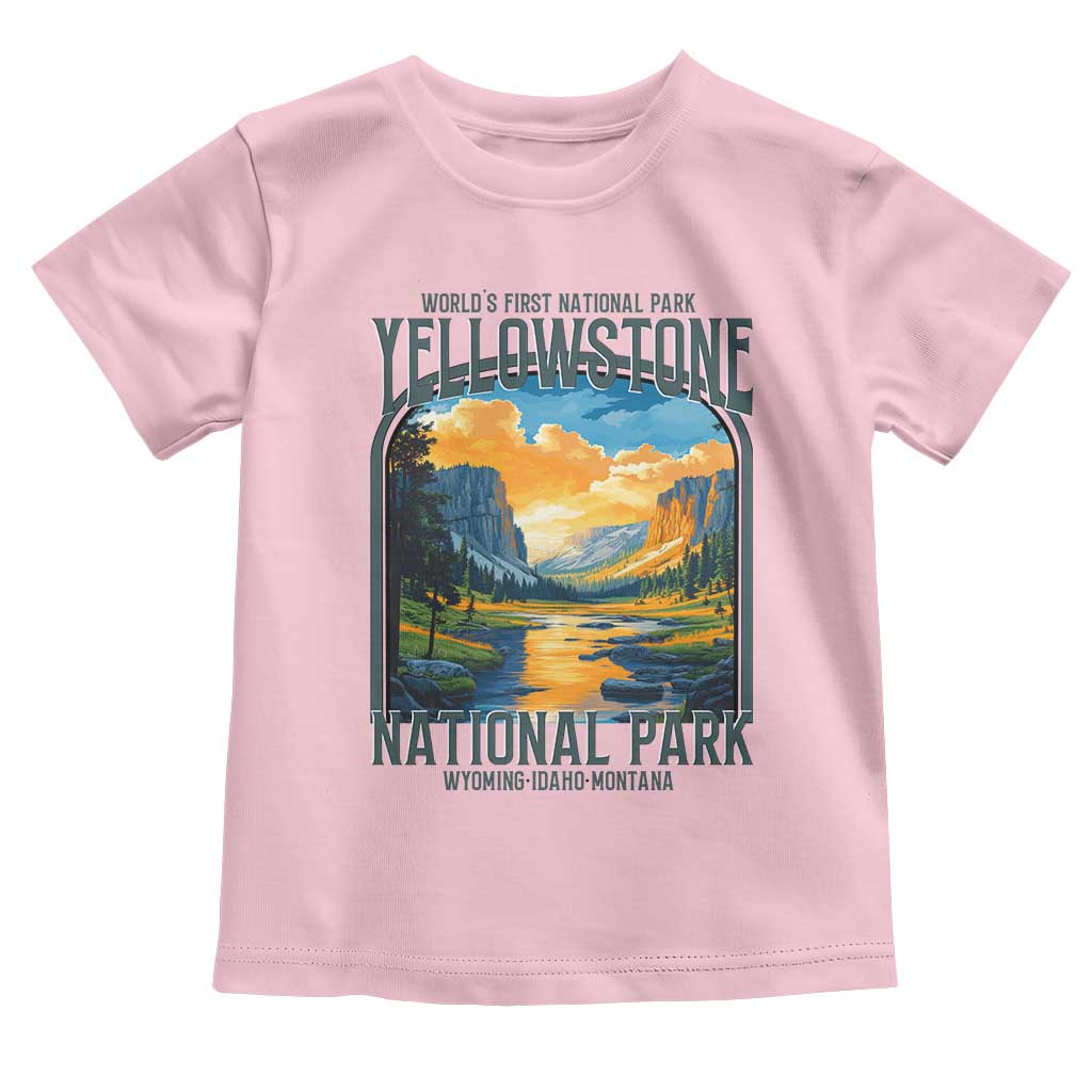 Yellowstone National Park Toddler T Shirt Worlds First NP Retro Vintage Graphic TS02 Light Pink Print Your Wear