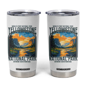 Yellowstone National Park Tumbler Cup Worlds First NP Retro Vintage Graphic TS02 White Print Your Wear