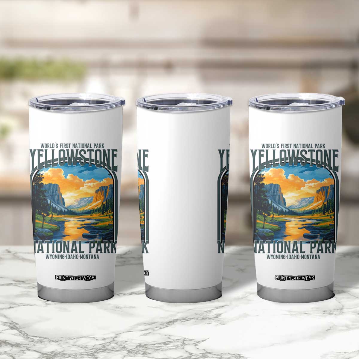 Yellowstone National Park Tumbler Cup Worlds First NP Retro Vintage Graphic TS02 Print Your Wear