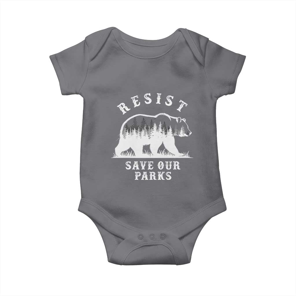 Resist Save Our Parks Baby Onesie Bear US National Parks Wildlife Nature TS02 Charcoal Print Your Wear