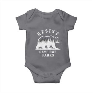Resist Save Our Parks Baby Onesie Bear US National Parks Wildlife Nature TS02 Charcoal Print Your Wear