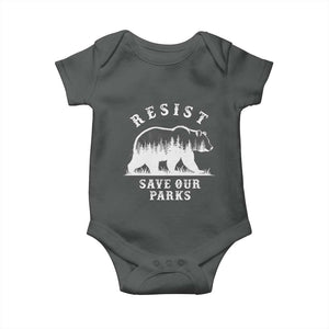 Resist Save Our Parks Baby Onesie Bear US National Parks Wildlife Nature TS02 Dark Heather Print Your Wear