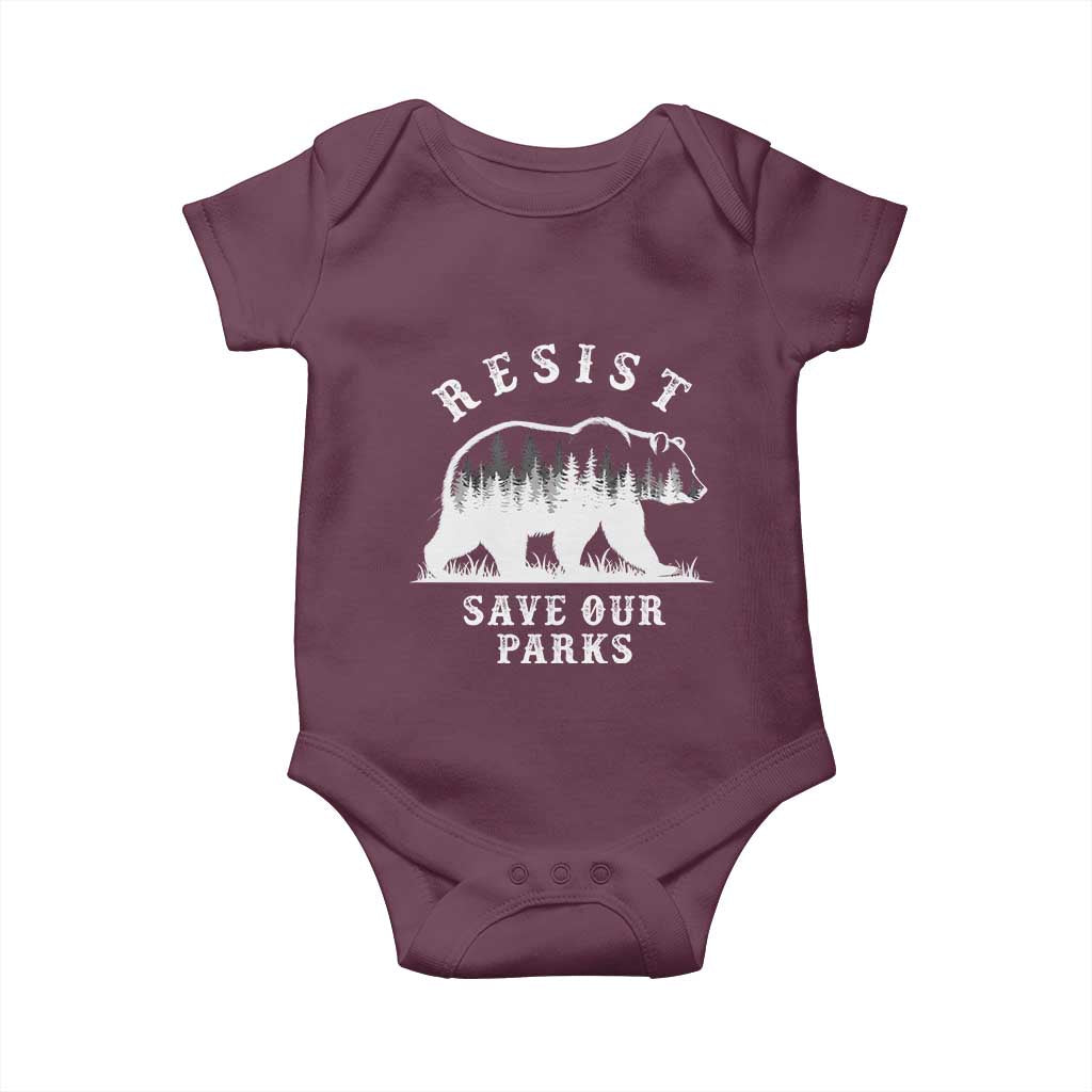 Resist Save Our Parks Baby Onesie Bear US National Parks Wildlife Nature TS02 Maroon Print Your Wear