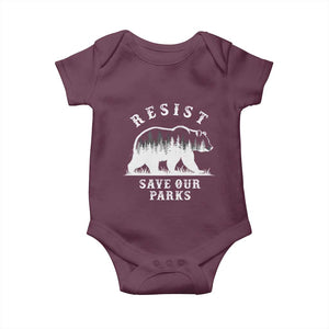 Resist Save Our Parks Baby Onesie Bear US National Parks Wildlife Nature TS02 Maroon Print Your Wear