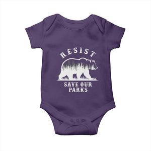 Resist Save Our Parks Baby Onesie Bear US National Parks Wildlife Nature TS02 Purple Print Your Wear