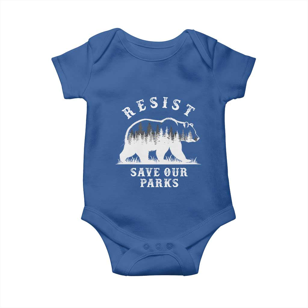 Resist Save Our Parks Baby Onesie Bear US National Parks Wildlife Nature TS02 Royal Blue Print Your Wear