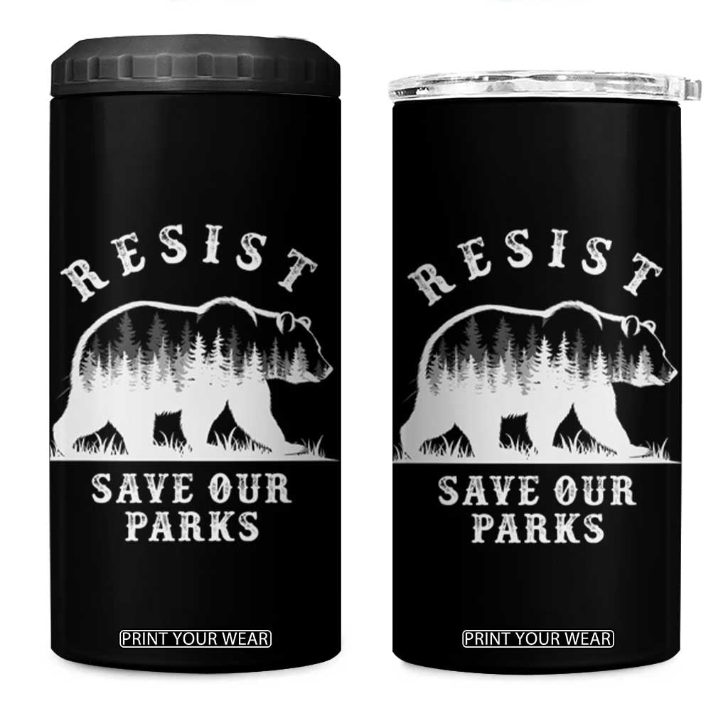 Resist Save Our Parks 4 in 1 Can Cooler Tumbler Bear US National Parks Wildlife Nature TS02 One Size: 16 oz Black Print Your Wear