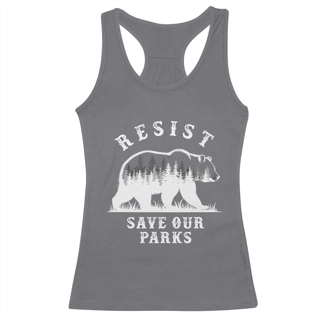 Resist Save Our Parks Racerback Tank Top Bear US National Parks Wildlife Nature TS02 Charcoal Print Your Wear