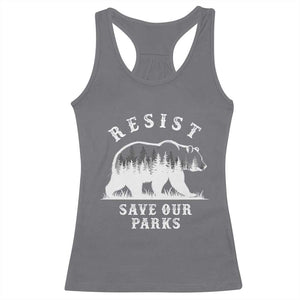 Resist Save Our Parks Racerback Tank Top Bear US National Parks Wildlife Nature TS02 Charcoal Print Your Wear