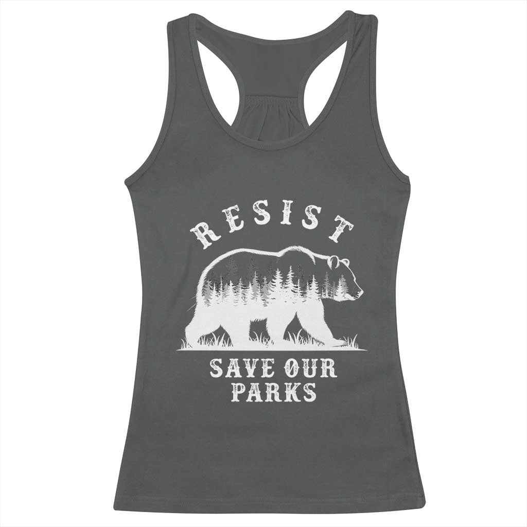 Resist Save Our Parks Racerback Tank Top Bear US National Parks Wildlife Nature TS02 Dark Heather Print Your Wear