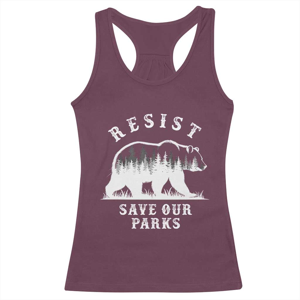 Resist Save Our Parks Racerback Tank Top Bear US National Parks Wildlife Nature TS02 Maroon Print Your Wear