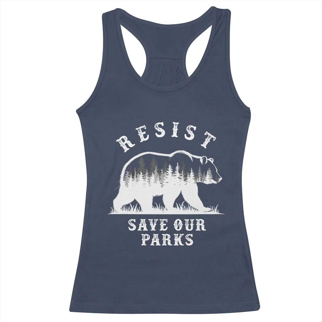 Resist Save Our Parks Racerback Tank Top Bear US National Parks Wildlife Nature TS02 Navy Print Your Wear