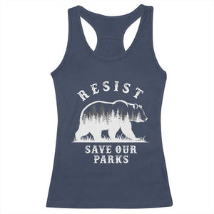 Resist Save Our Parks Racerback Tank Top Bear US National Parks Wildlife Nature TS02 Navy Print Your Wear