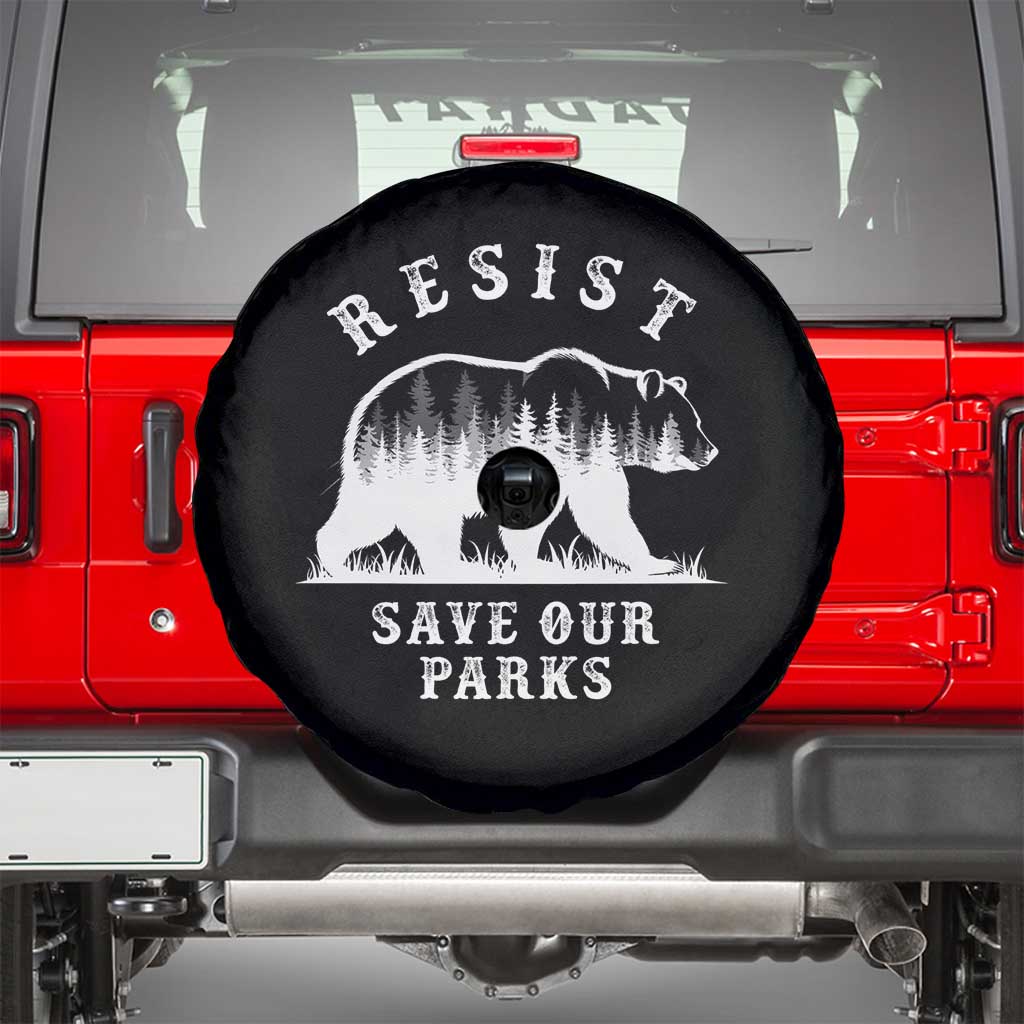 Resist Save Our Parks Spare Tire Cover Bear US National Parks Wildlife Nature TS02 Black Print Your Wear
