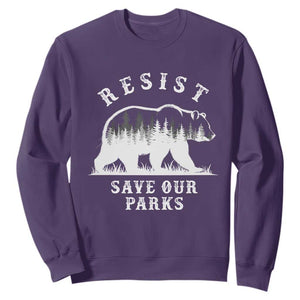 Resist Save Our Parks Sweatshirt Bear US National Parks Wildlife Nature TS02 Purple Print Your Wear