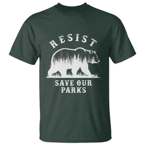 Resist Save Our Parks T Shirt Bear US National Parks Wildlife Nature TS02 Dark Forest Green Print Your Wear