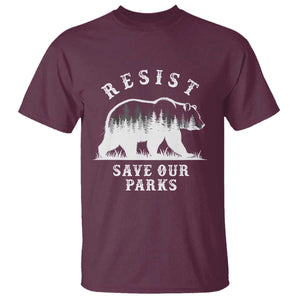 Resist Save Our Parks T Shirt Bear US National Parks Wildlife Nature TS02 Maroon Print Your Wear