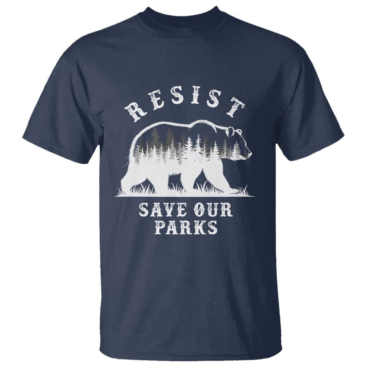 Resist Save Our Parks T Shirt Bear US National Parks Wildlife Nature TS02 Navy Print Your Wear