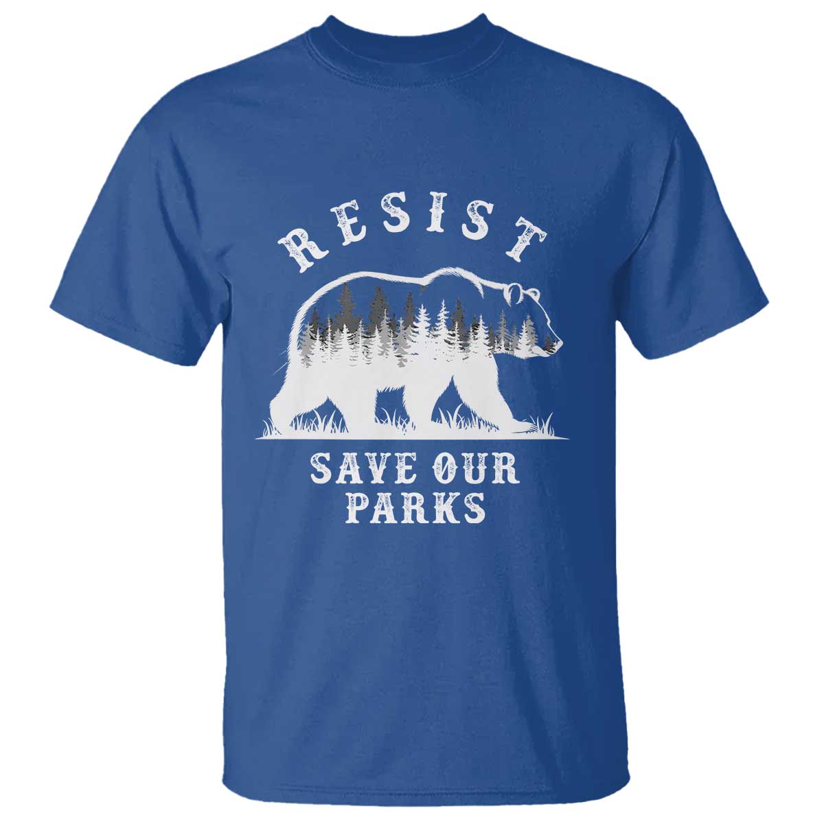 Resist Save Our Parks T Shirt Bear US National Parks Wildlife Nature TS02 Royal Blue Print Your Wear