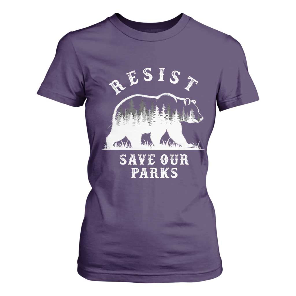 Resist Save Our Parks T Shirt For Women Bear US National Parks Wildlife Nature TS02 Purple Print Your Wear