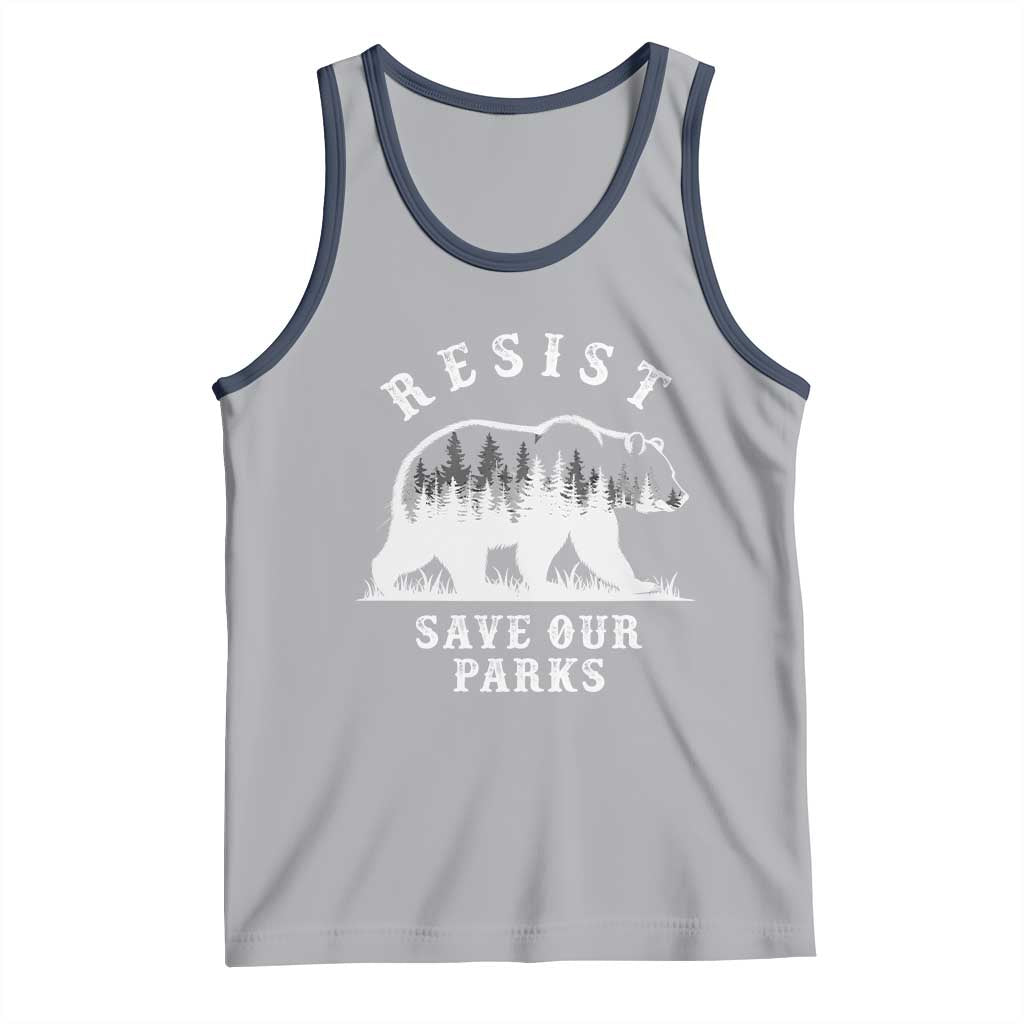 Resist Save Our Parks Tank Top Bear US National Parks Wildlife Nature TS02 Athletic Heather Navy Print Your Wear
