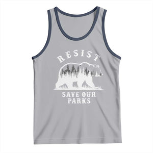 Resist Save Our Parks Tank Top Bear US National Parks Wildlife Nature TS02 Athletic Heather Navy Print Your Wear