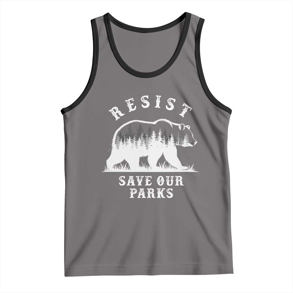 Resist Save Our Parks Tank Top Bear US National Parks Wildlife Nature TS02 Deep Heather Black Print Your Wear