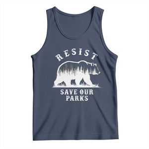 Resist Save Our Parks Tank Top Bear US National Parks Wildlife Nature TS02 Navy Print Your Wear