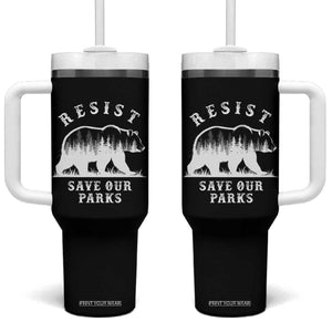 Resist Save Our Parks Tumbler With Handle Bear US National Parks Wildlife Nature TS02 One Size: 40 oz Black Print Your Wear