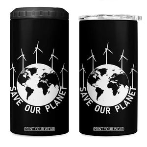 Save Our Planet 4 in 1 Can Cooler Tumbler Wind Power Electricity Earth Day 2025 TS02 One Size: 16 oz Black Print Your Wear