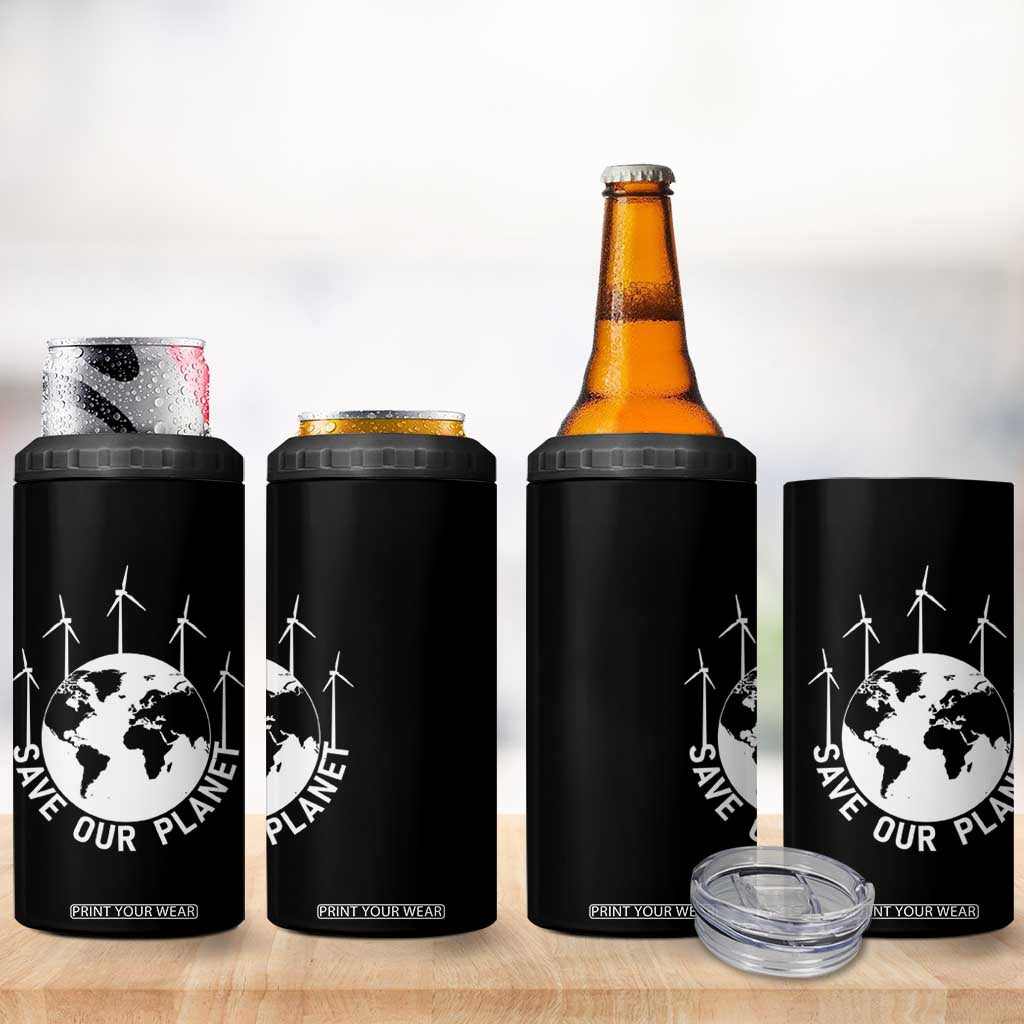 Save Our Planet 4 in 1 Can Cooler Tumbler Wind Power Electricity Earth Day 2025 TS02 Print Your Wear