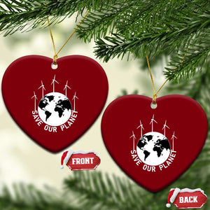Save Our Planet Ceramic Ornament Wind Power Electricity Earth Day 2025 TS02 Print Your Wear
