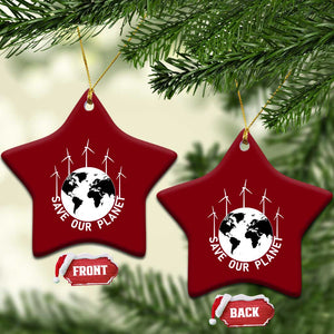 Save Our Planet Ceramic Ornament Wind Power Electricity Earth Day 2025 TS02 Print Your Wear