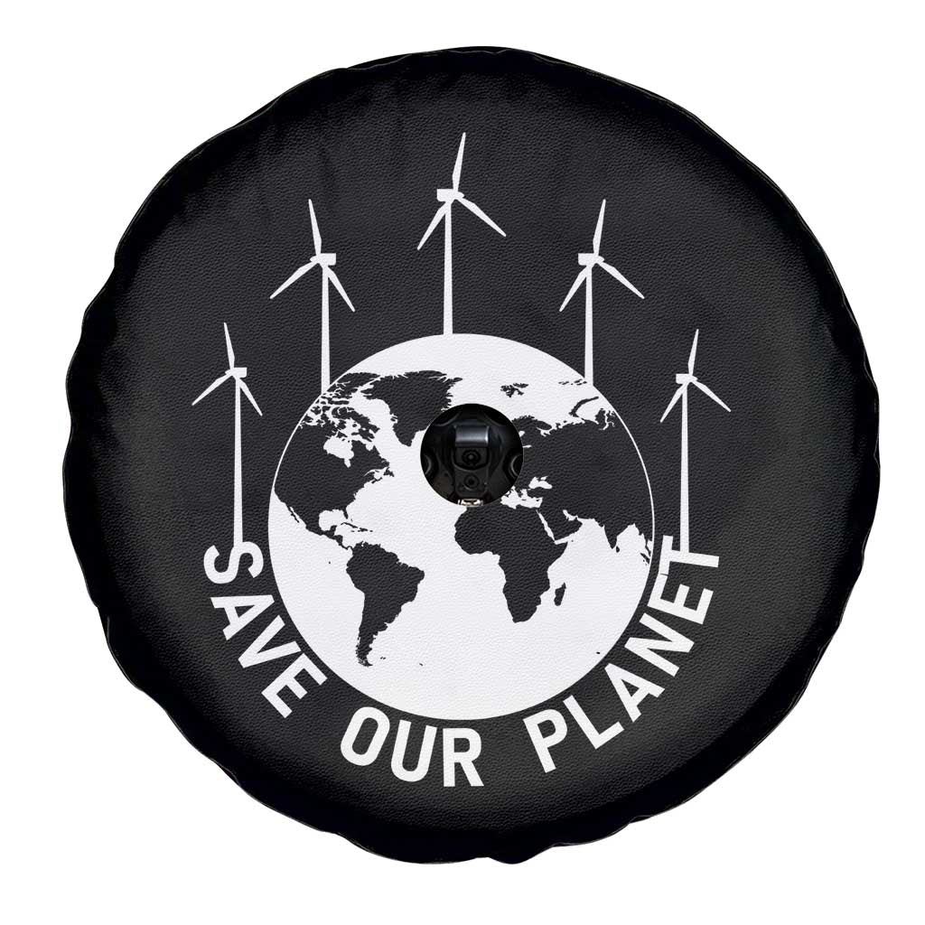 Save Our Planet Spare Tire Cover Wind Power Electricity Earth Day 2025 TS02 Print Your Wear