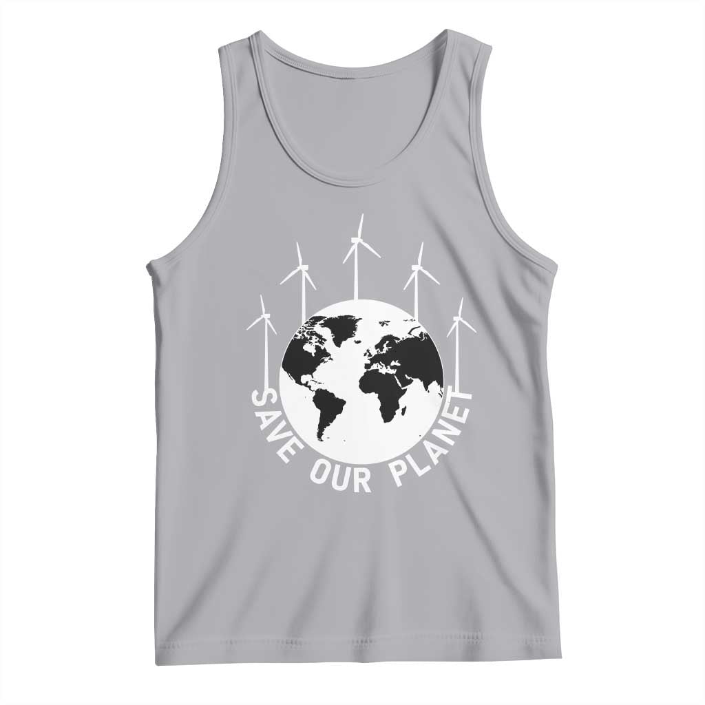 Save Our Planet Tank Top Wind Power Electricity Earth Day 2025 TS02 Athletic Heather Print Your Wear