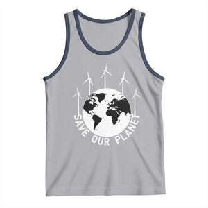 Save Our Planet Tank Top Wind Power Electricity Earth Day 2025 TS02 Athletic Heather Navy Print Your Wear