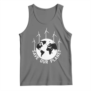 Save Our Planet Tank Top Wind Power Electricity Earth Day 2025 TS02 Black Heather Print Your Wear
