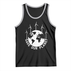Save Our Planet Tank Top Wind Power Electricity Earth Day 2025 TS02 Black Athletic Heather Print Your Wear